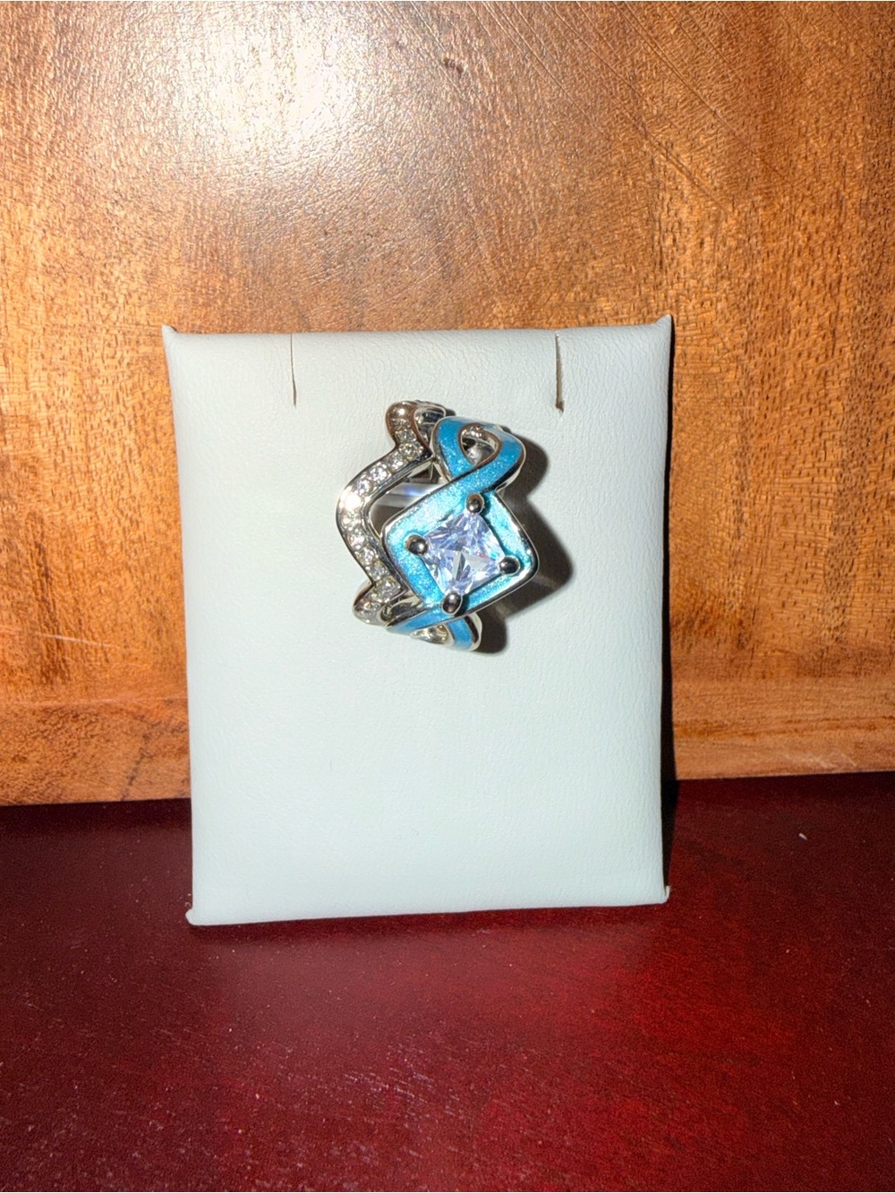 Teal Crystal Western Style Ring
